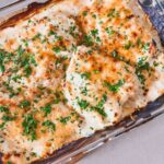 Chicken Caesar Bake sprinkled with parsley