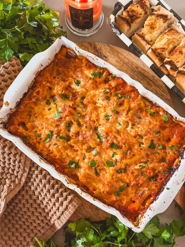 This Amazing Dump-and-Bake Baked Ziti Melts in Your Mouth!