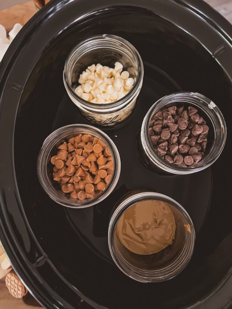 Chocolates in Mason Jar in a Crockpot