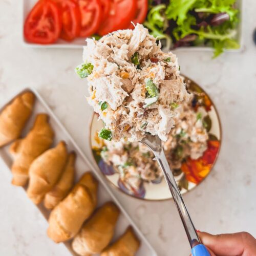 Close-up of a Jalapeño Popper Chicken Salad