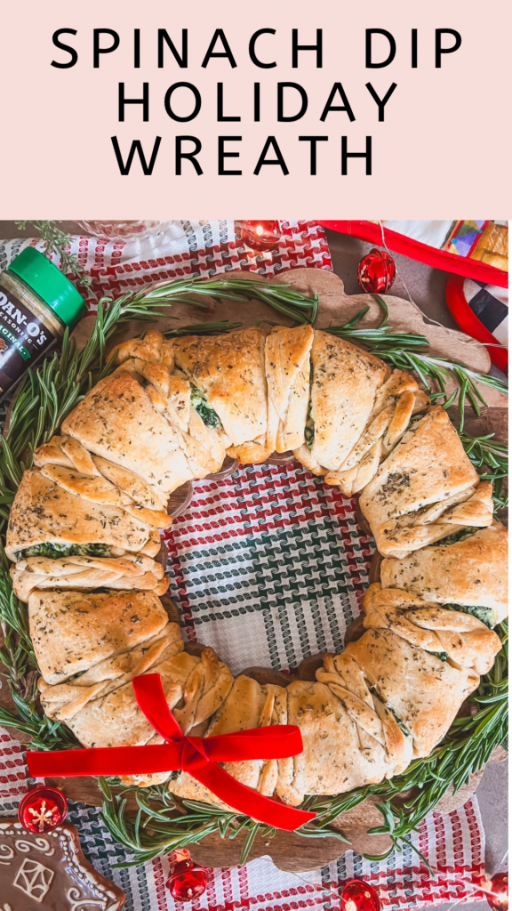 Spinach Dip Holiday Wreath made out of crescent rolls