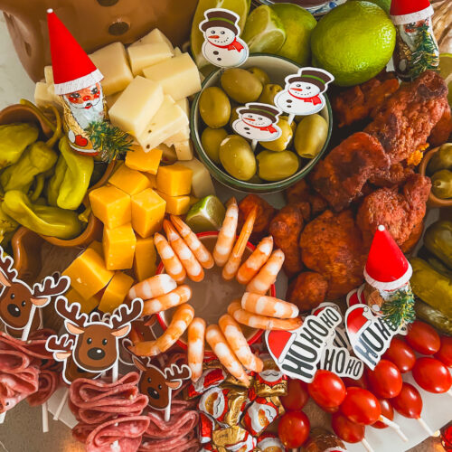 Aerial view of Bloody Mary Board for Christmas morning