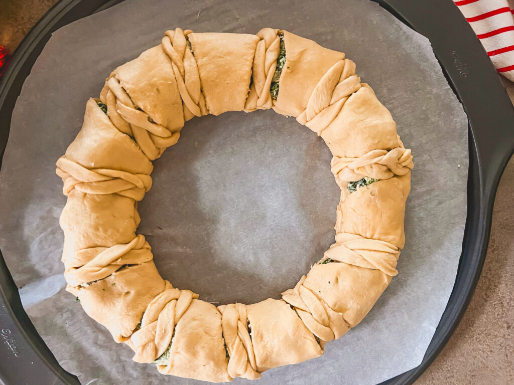 Crescent Roll Wreath with spinach dip