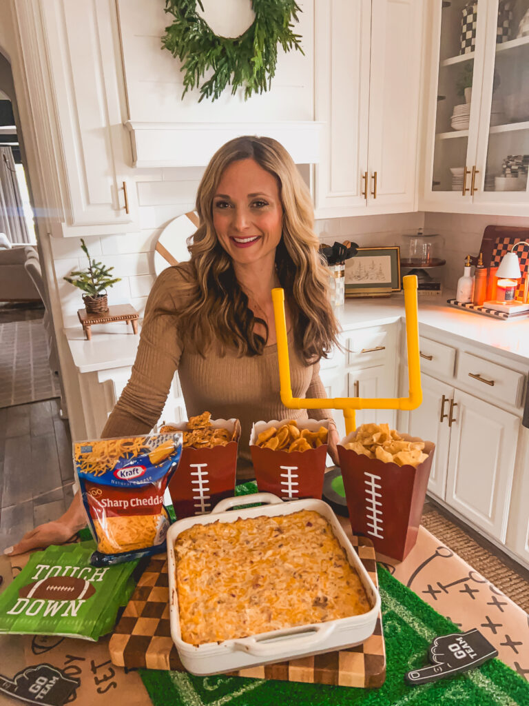 Leanna with football-themed football dip