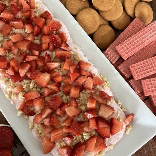 Close-up of Strawberry shortcake dip