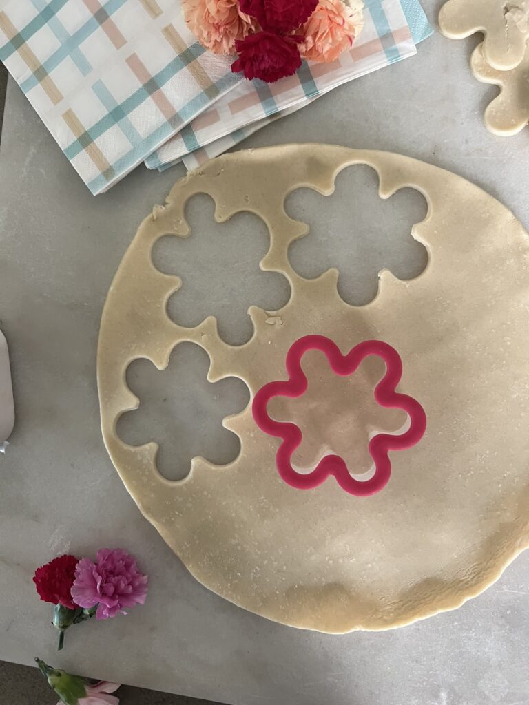 Puff Pastry cut into floral shapes