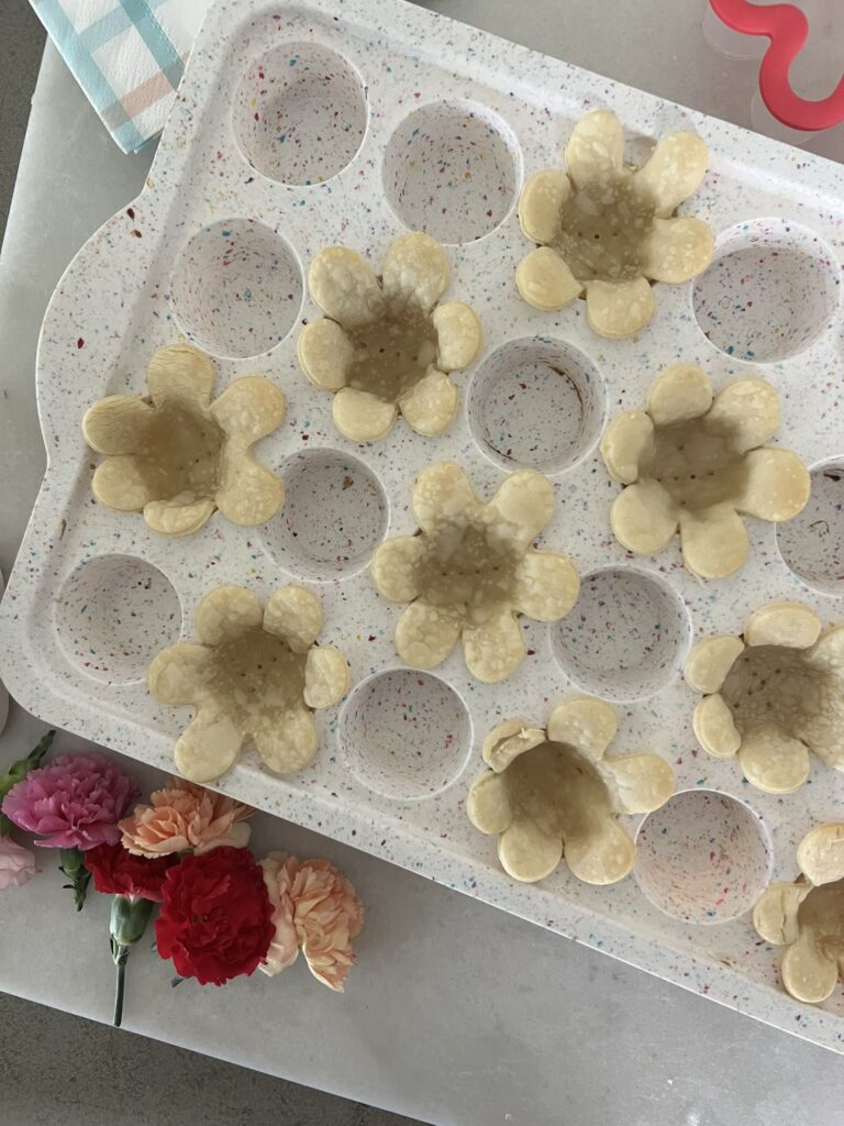 Flower Lemon Tarts in a silicone muffin tin