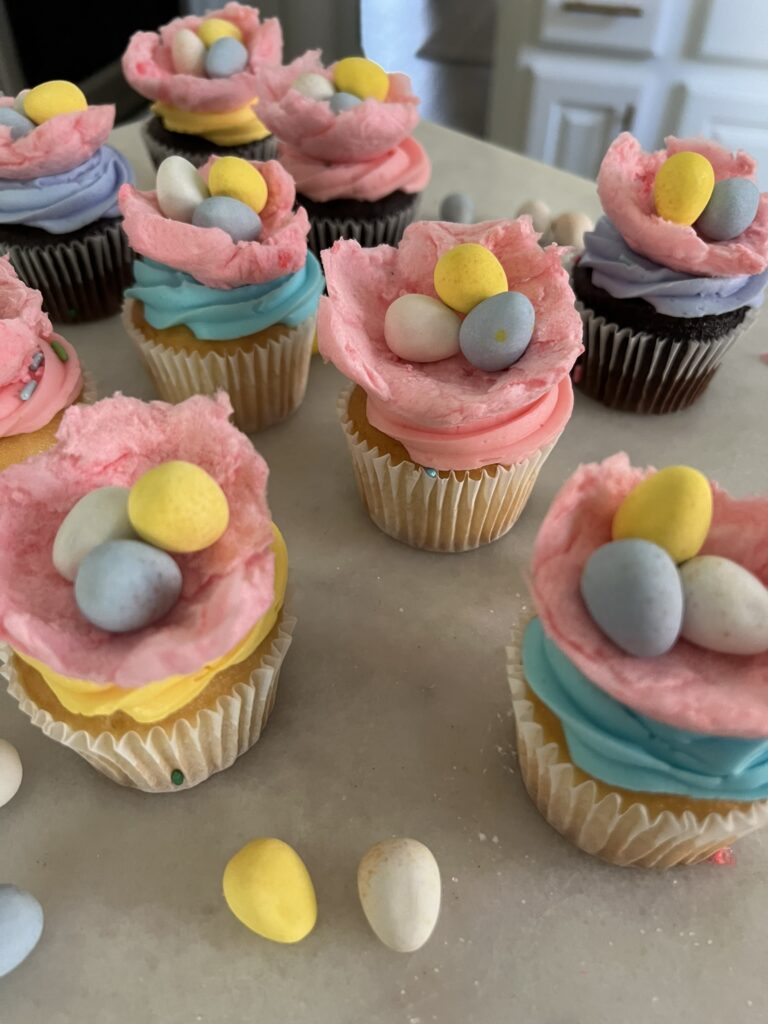 Cotton Candy Bird Nest Cupcakes