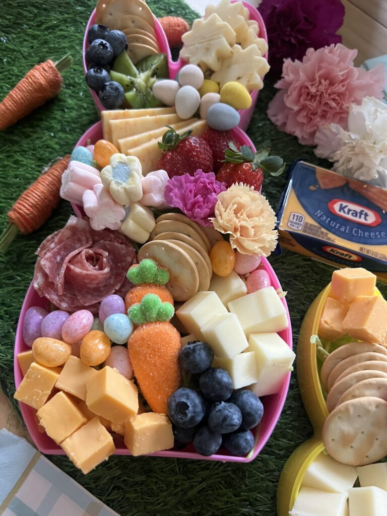Close-up of Easter Charcuterie Spread in a Peep Container