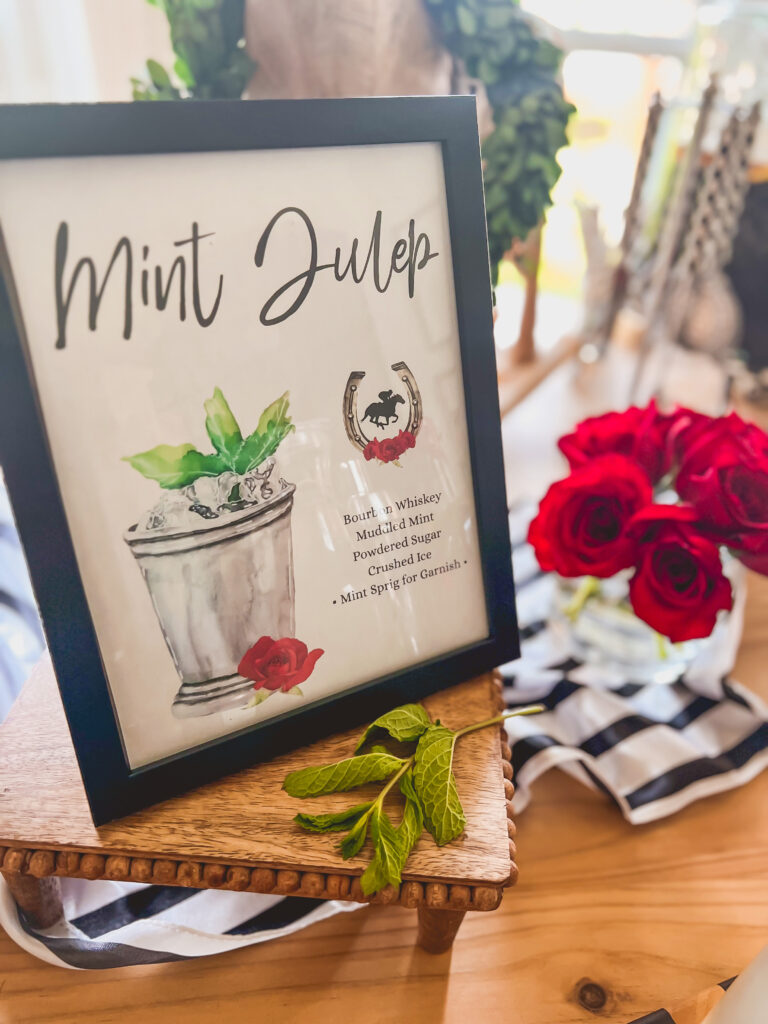 Mint Julip sign for a Kentucky Derby Party