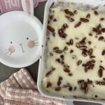 Carrot Dump Cake next to a bunny plate