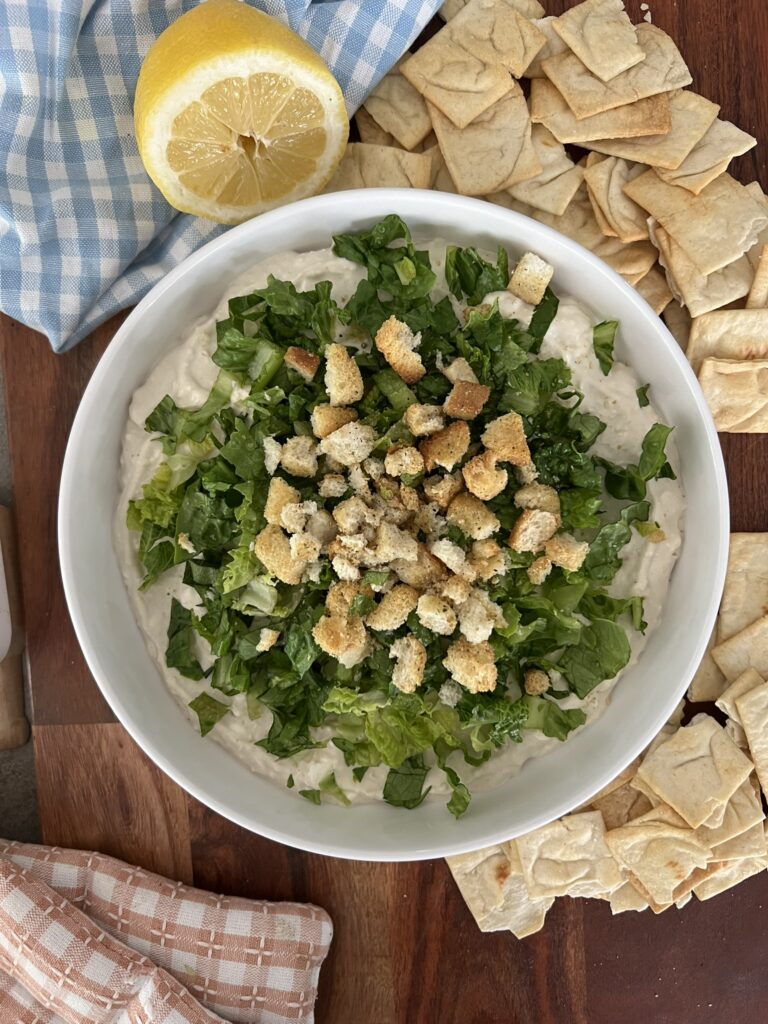 Caesar Salad Dip in a white bowl