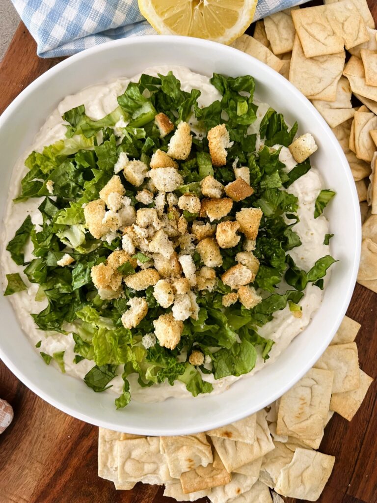 Caesar Salad Dip in a white bowl