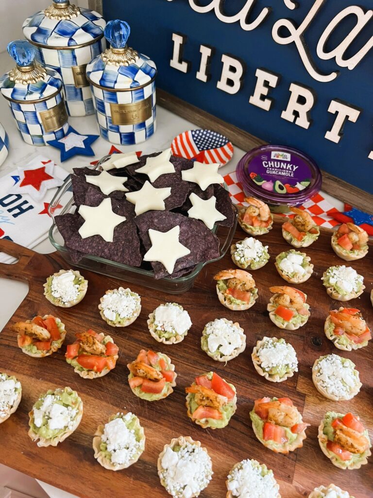 Close-up of Guacamole shaped like an American flag