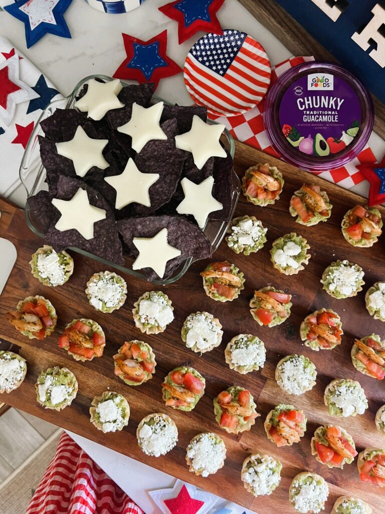 Firecracker Guacamole Bites shaped like an American flag