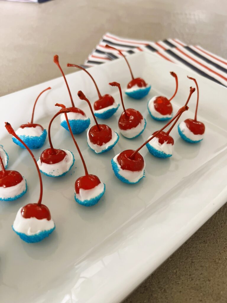 Plate of Patriotic Cherries for 4th of July