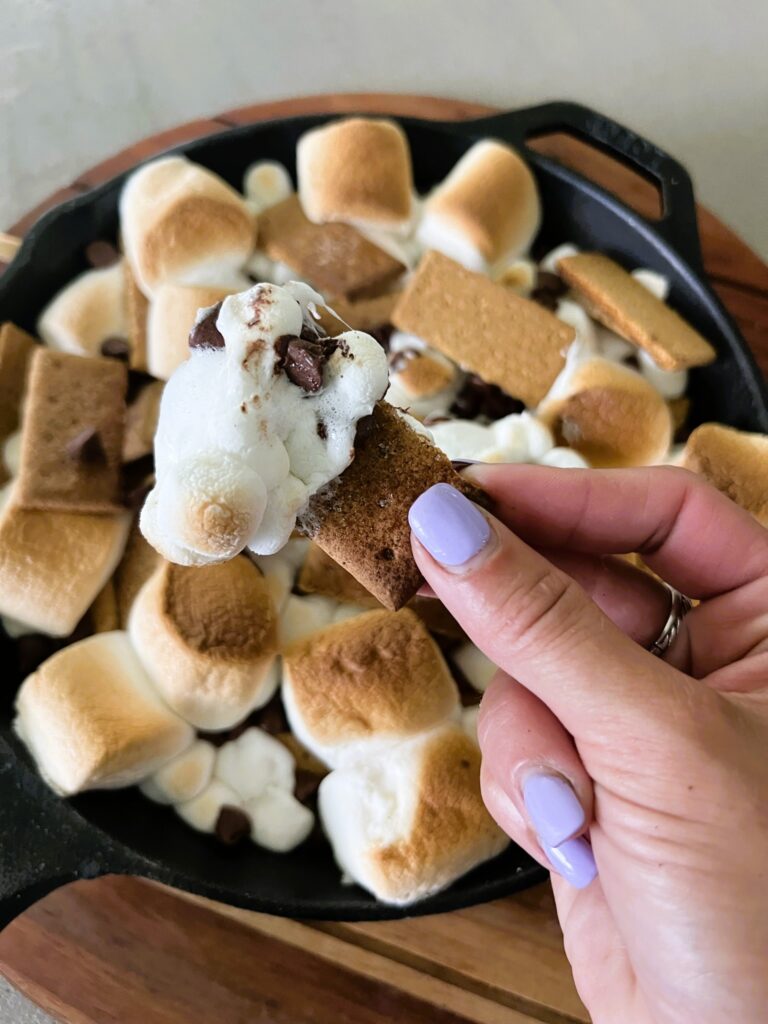 Melted marshmallows on a graham cracker