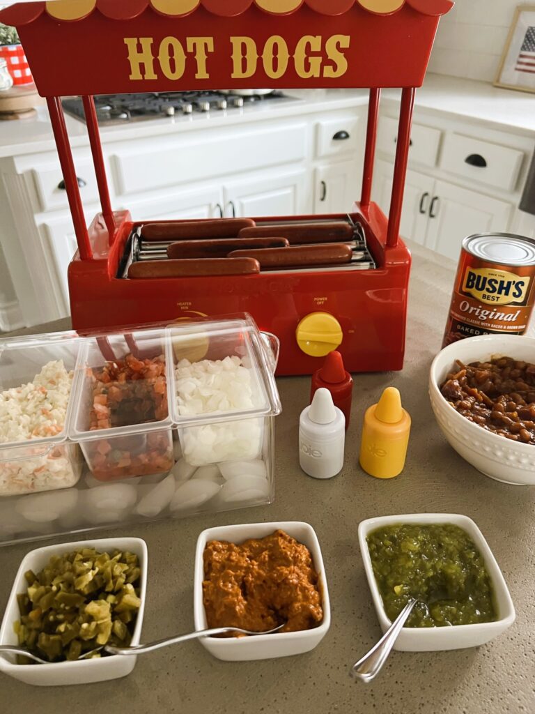 Hot Dog Bar with mini hot dog stand
