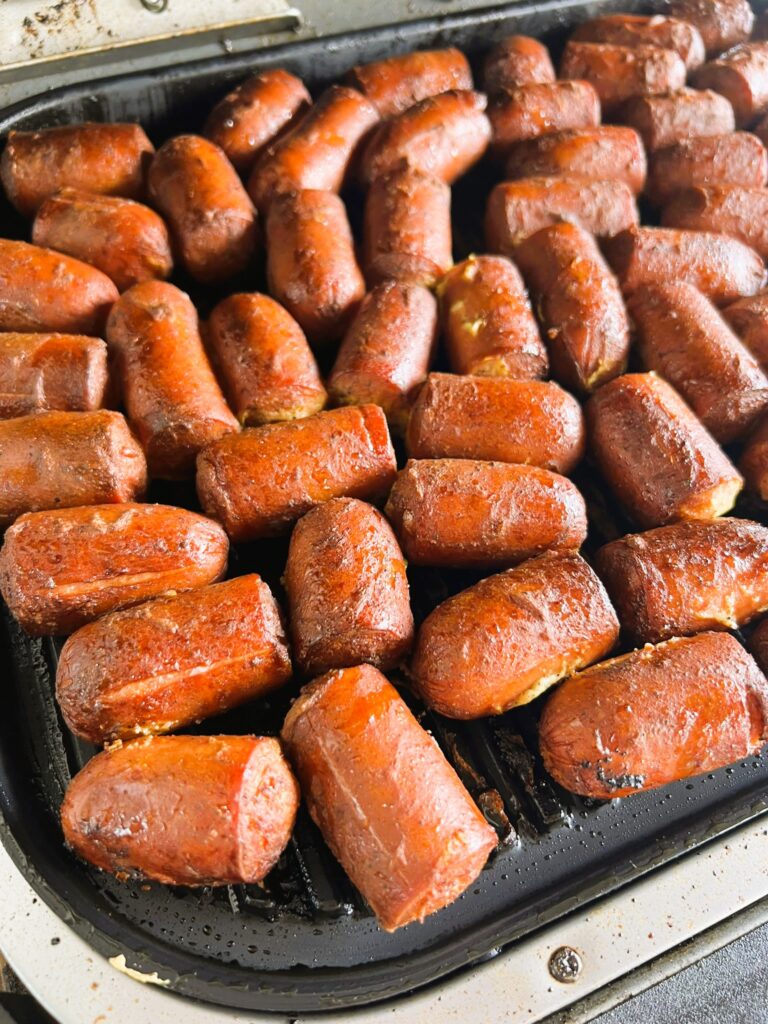 Hot dog bites prepped to be cooked
