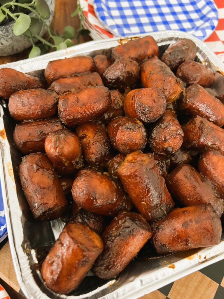 Close-up of hot dog bites