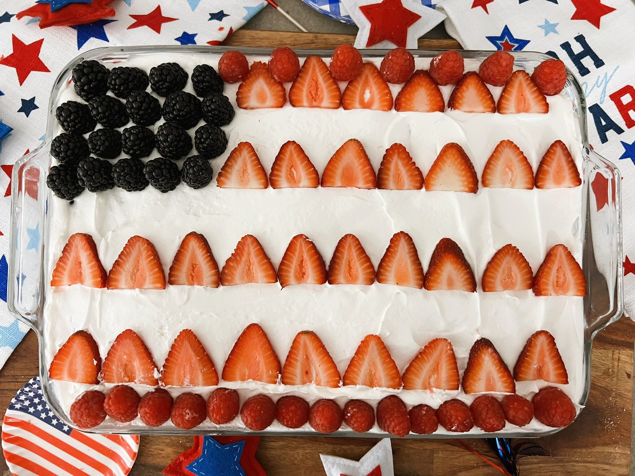 Patriotic No-Bake Cherry Cheesecake