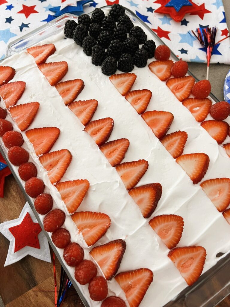 Patriotic No-Bake Cherry Cheesecake