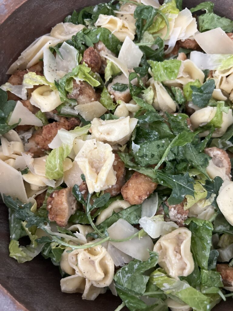 Close-up of Caesar Tortellini Salad