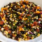 Cowboy Caviar in a floral bowl