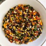 Cowboy Caviar in a floral bowl