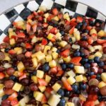 Fruit Salad in a black-and-white checkered bowl