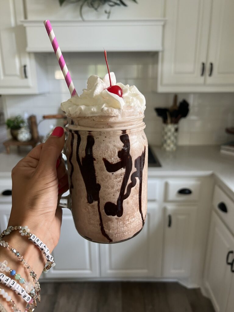Boozy Banana Split in a Mason Jar cup