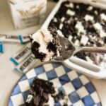 Cookies 'n' Cream Cocoa Bars on a blue checkered plate