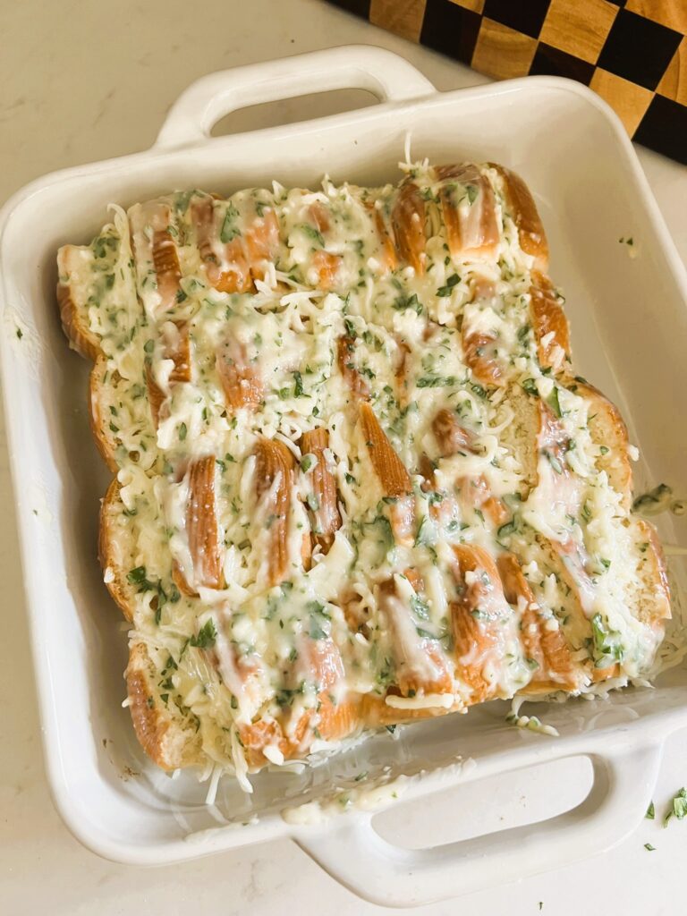 Cheesy Garlic Bread covered in cheese
