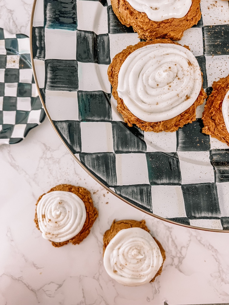 Pumpkin cookies drizzled with cream cheese glaze for a bakery-style finish