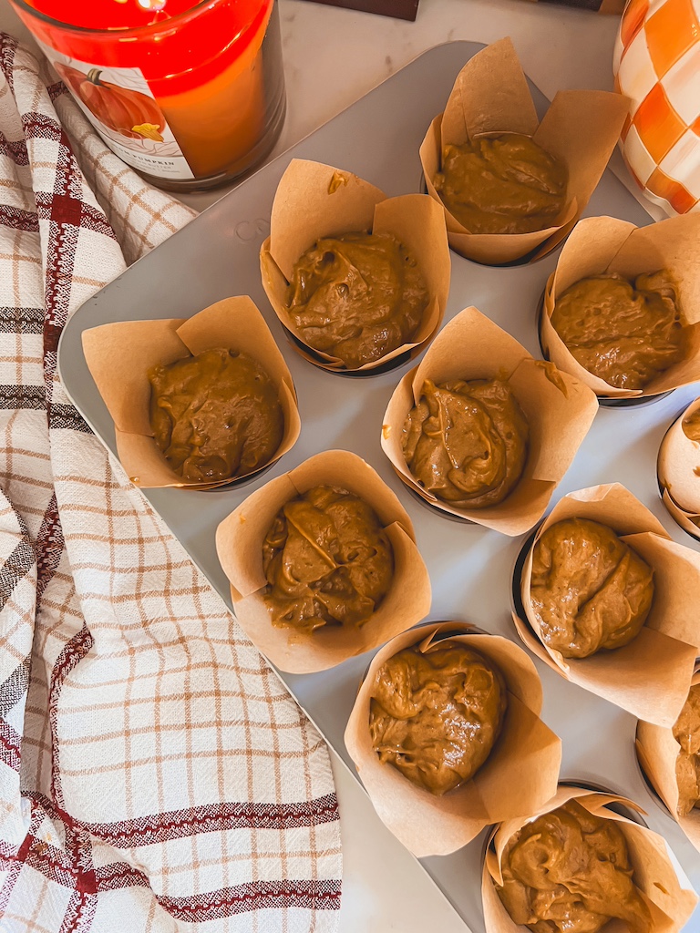pumpkin muffins in muffin tin