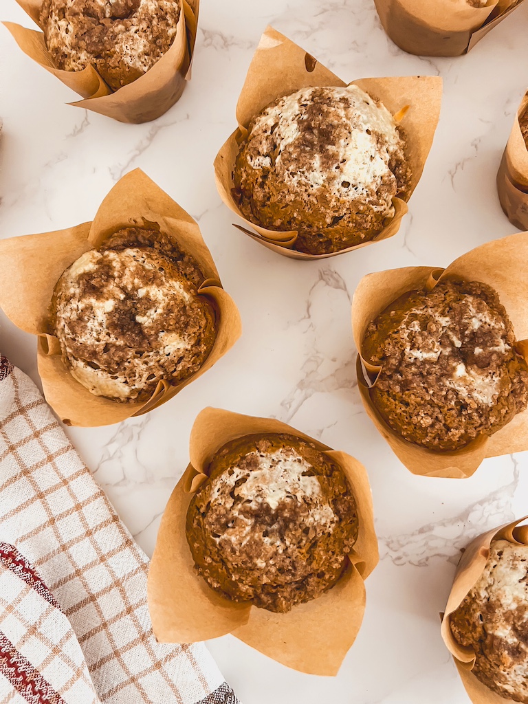 finished bakery style easy pumpkin muffins for breakfast