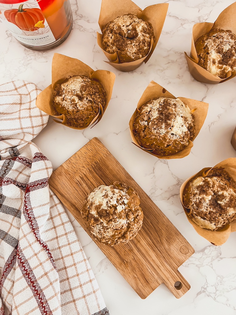 pumpkin cheesecake muffins with spice box mix