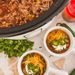 crockpot chicken taco chili with toppings
