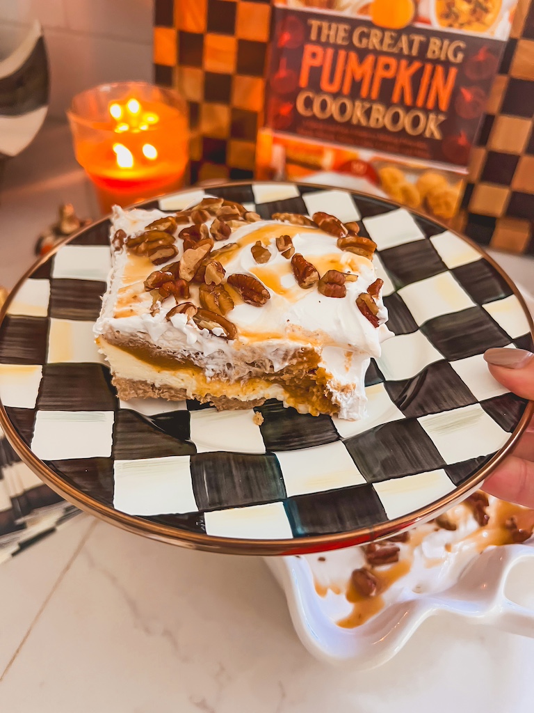 neat square of pumpkin delight served on a plate