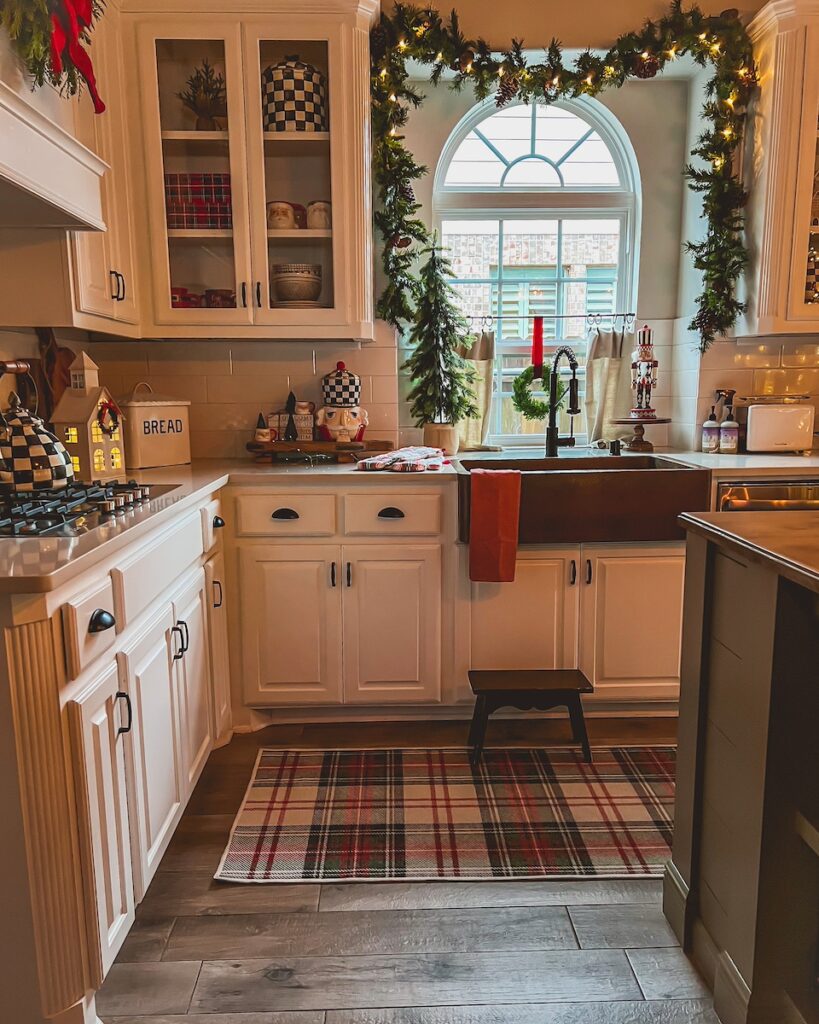 christmas kitchen decorated with mackenzie childs