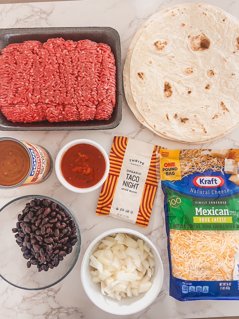 ingredients for jack-o-lantern halloween quesadilla