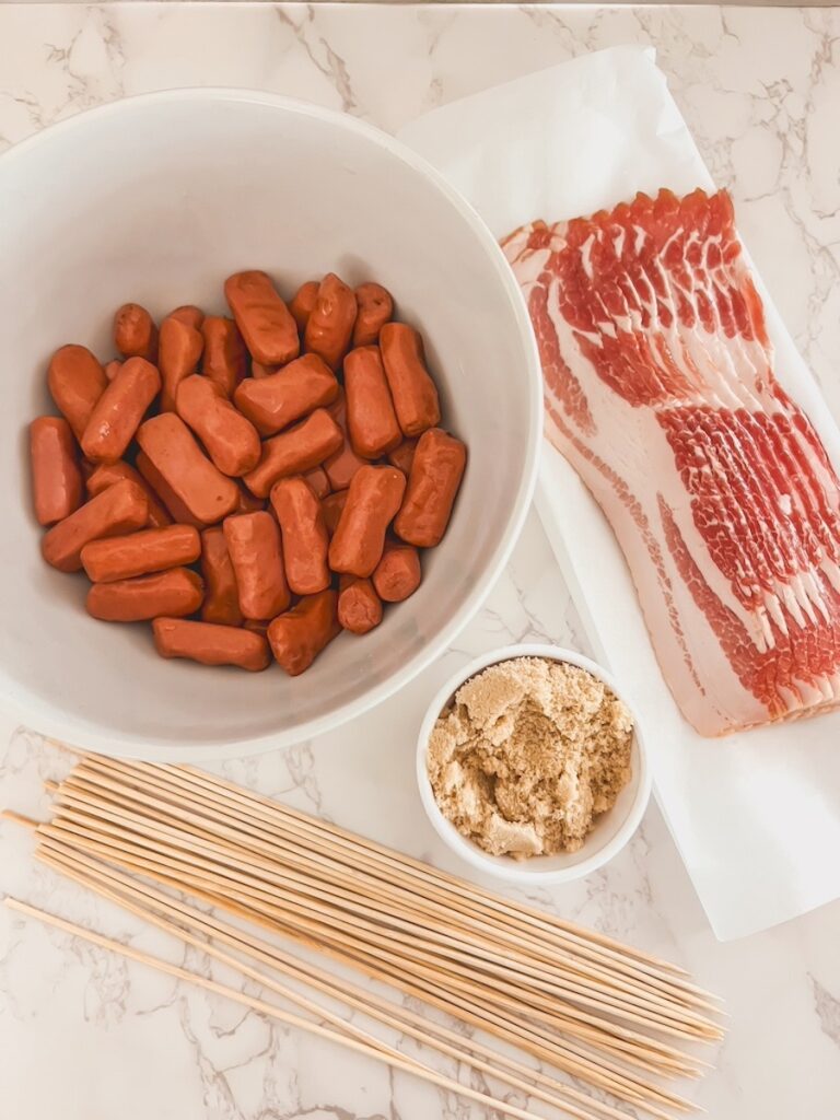 flatlay of brown sugar smokies ingredients