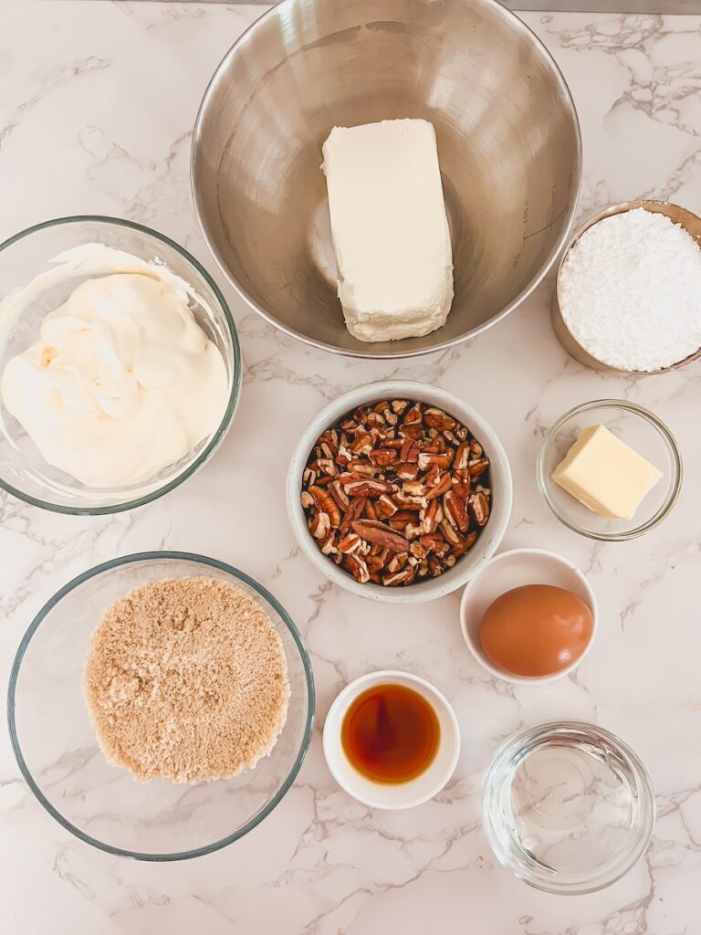 flatlay of ingredients for pecan pie dip