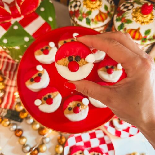 close up of santa oreo in leannas hand