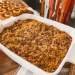 sweet potato casserole on thanksgiving table