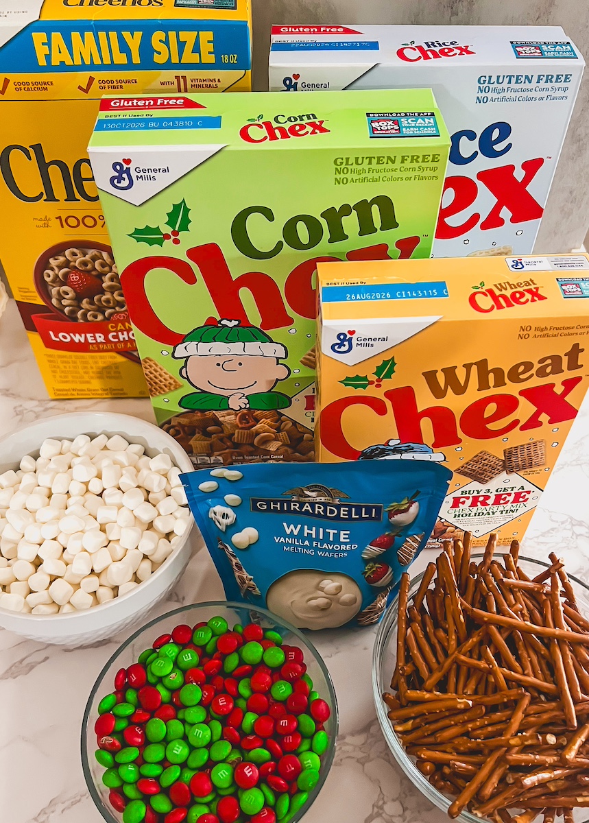ingredients of christmas crack chex mix