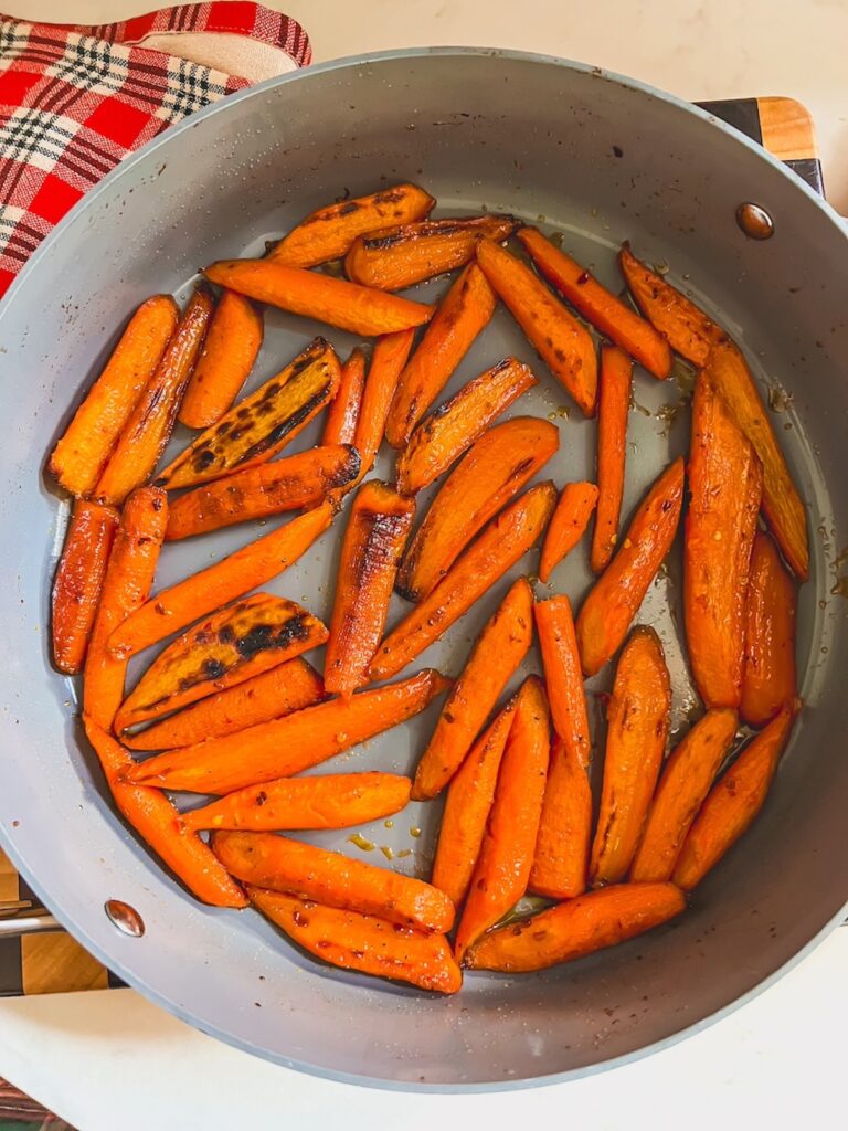 Maple glazed carrots before serving. 