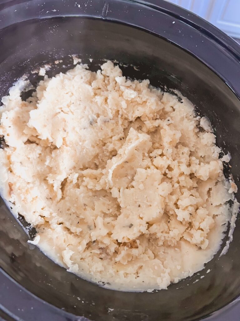 Mashed potatoes in the slow cooker. 