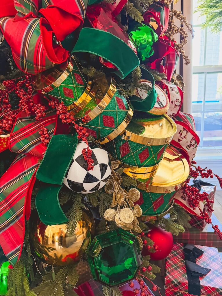 christmas drums in christmas tree for nutcracker theme