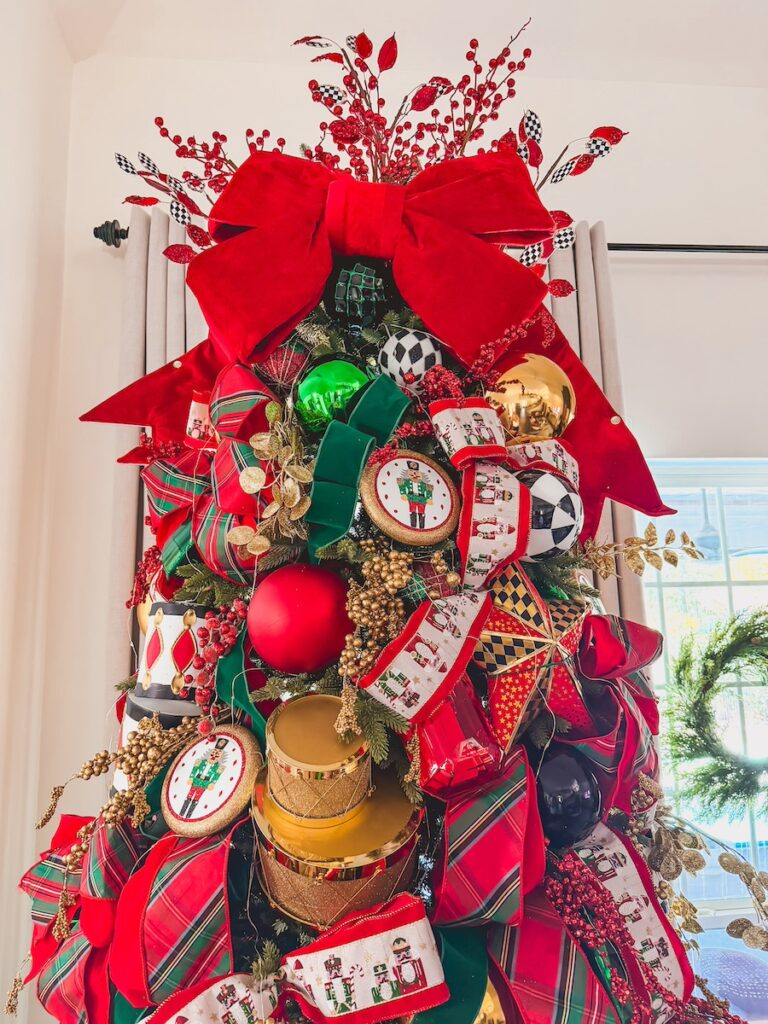 christmas red bow tree topper